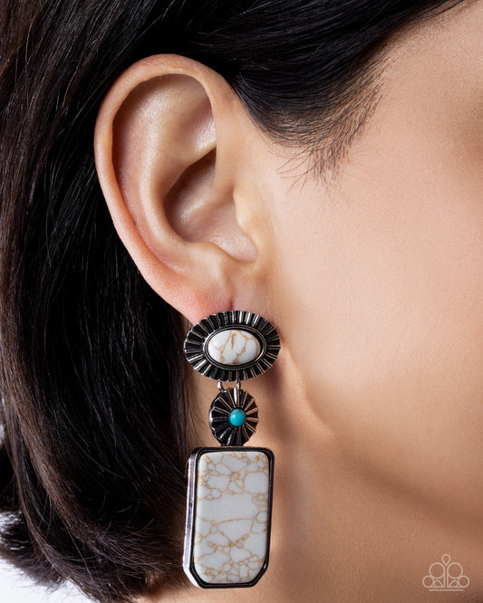 Noteworthy Navigation - white - Paparazzi earrings