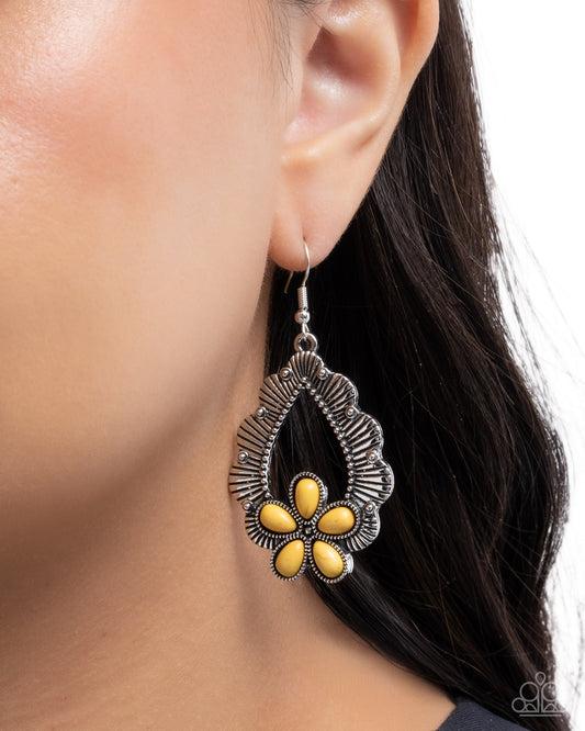 Noticeably Earthy - yellow - Paparazzi earrings