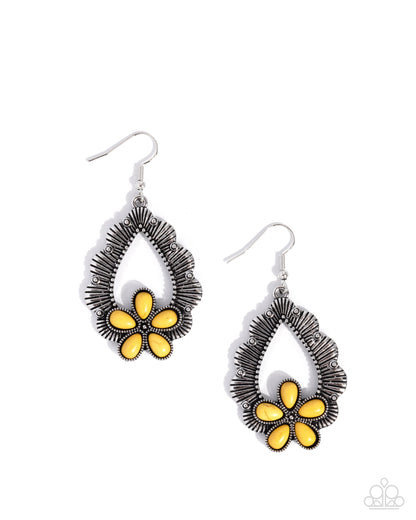 Noticeably Earthy - yellow - Paparazzi earrings