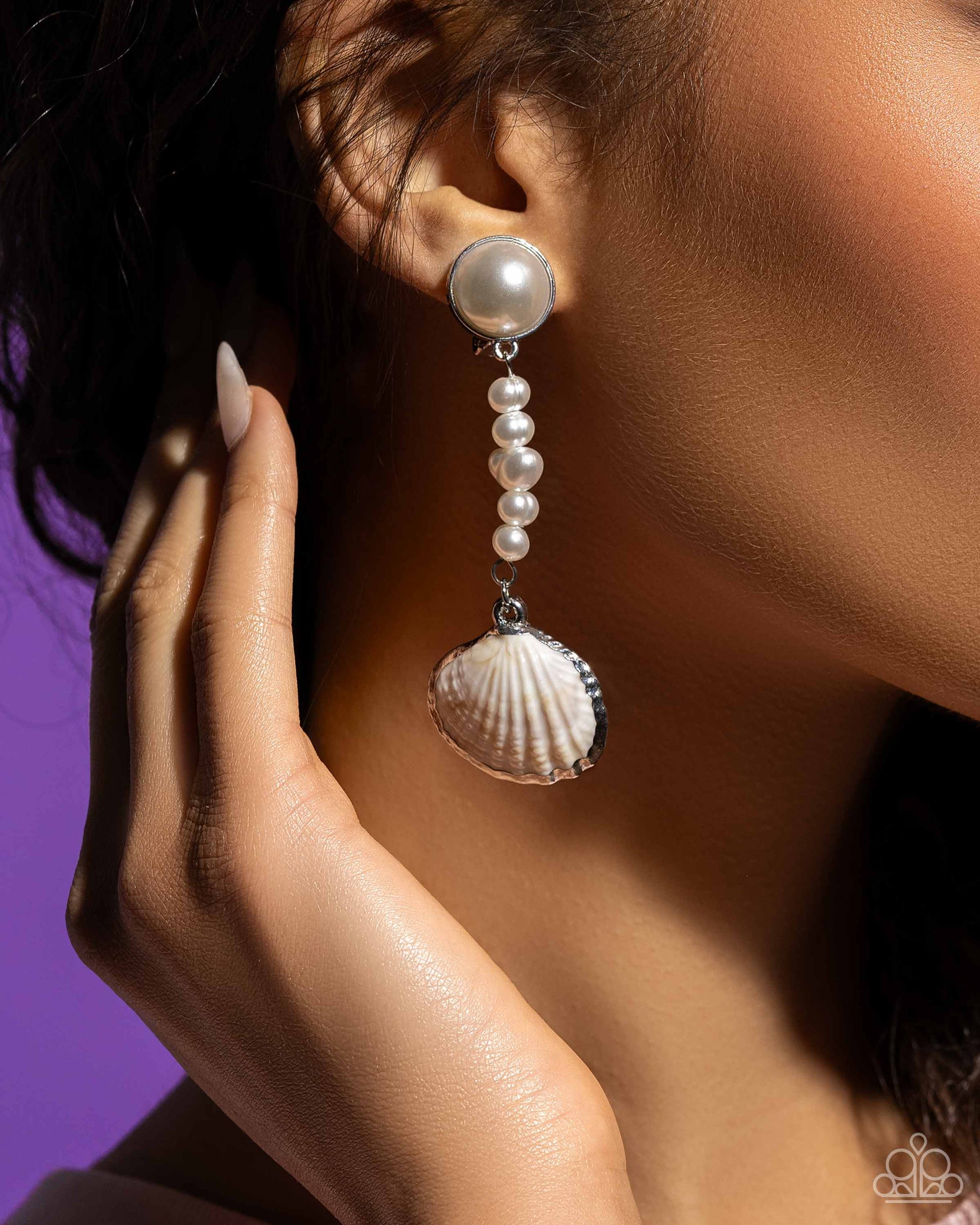 Oceanic Occasion - white - Paparazzi CLIP ON earrings