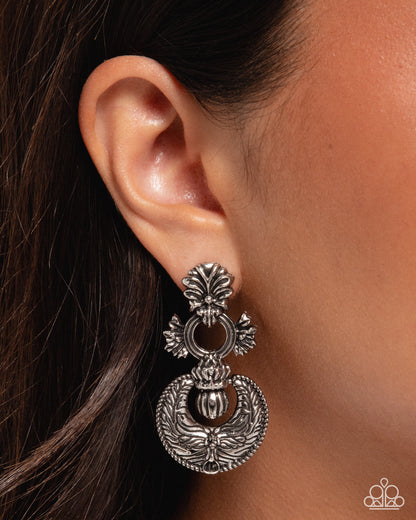 Officially Ornate - silver - Paparazzi earrings