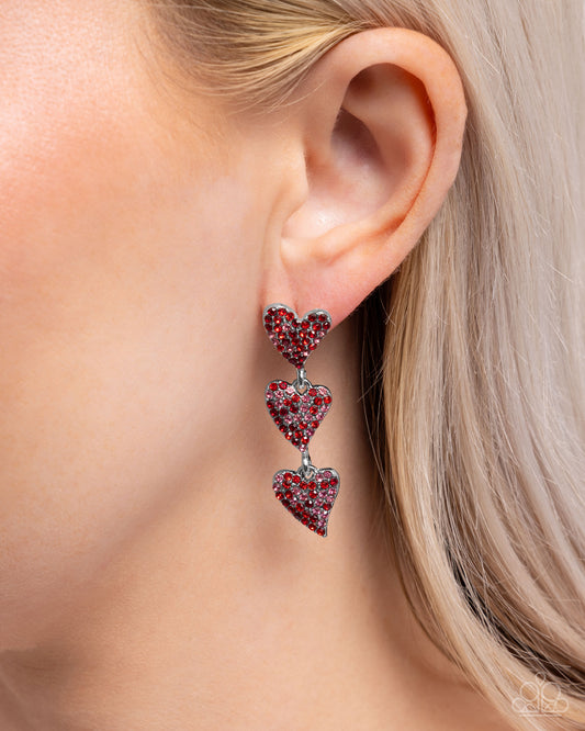 One Of The Girls - red - Paparazzi earrings