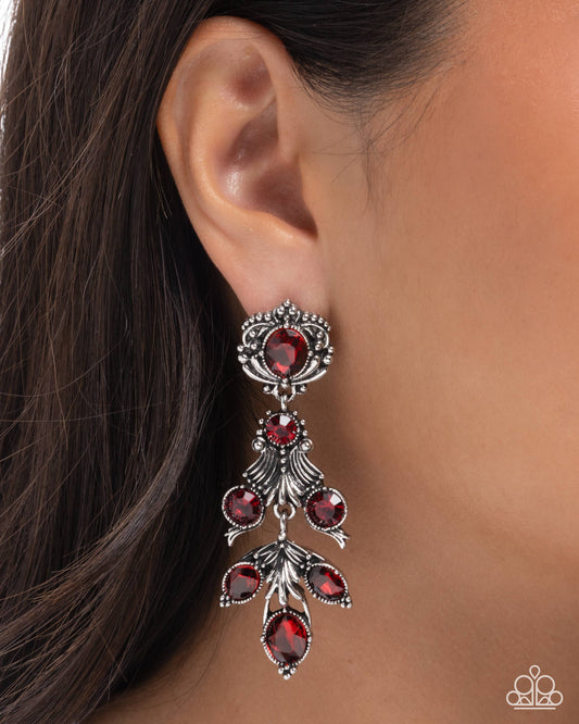 Ornate Obligato - red - Paparazzi earrings