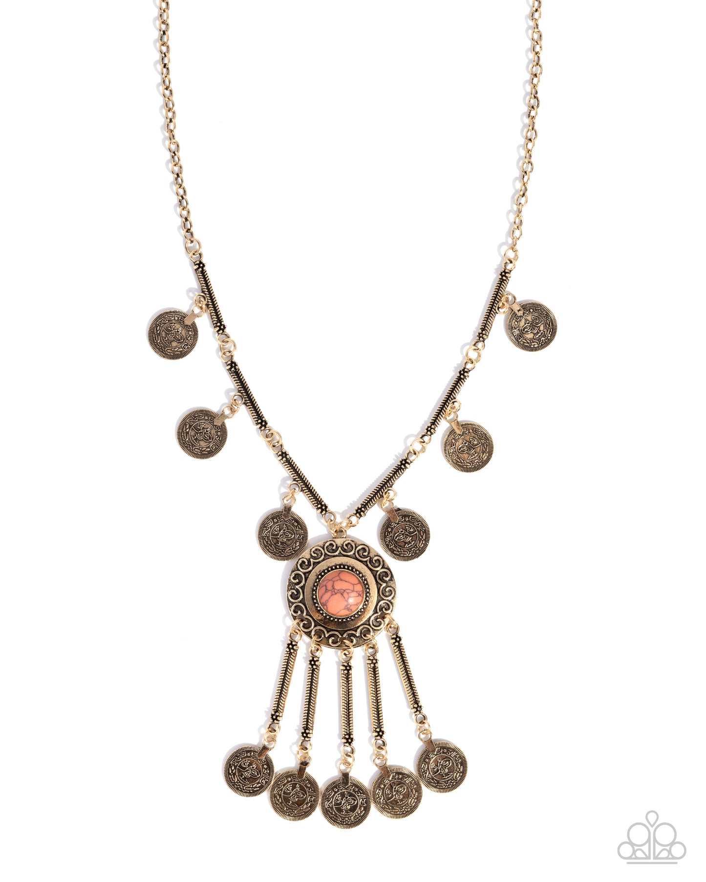 Ornate Organization - orange - Paparazzi necklace