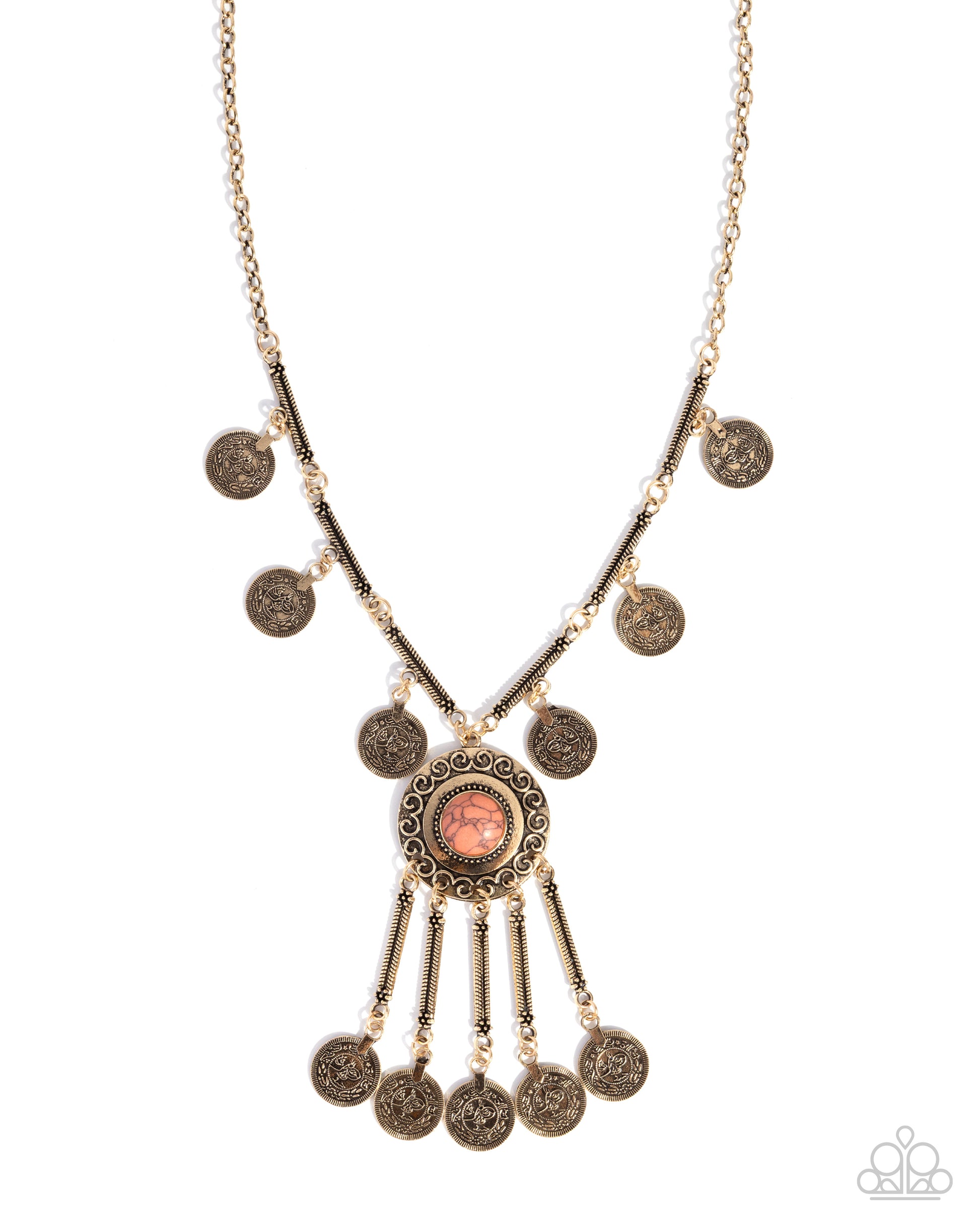 Ornate Organization - orange - Paparazzi necklace