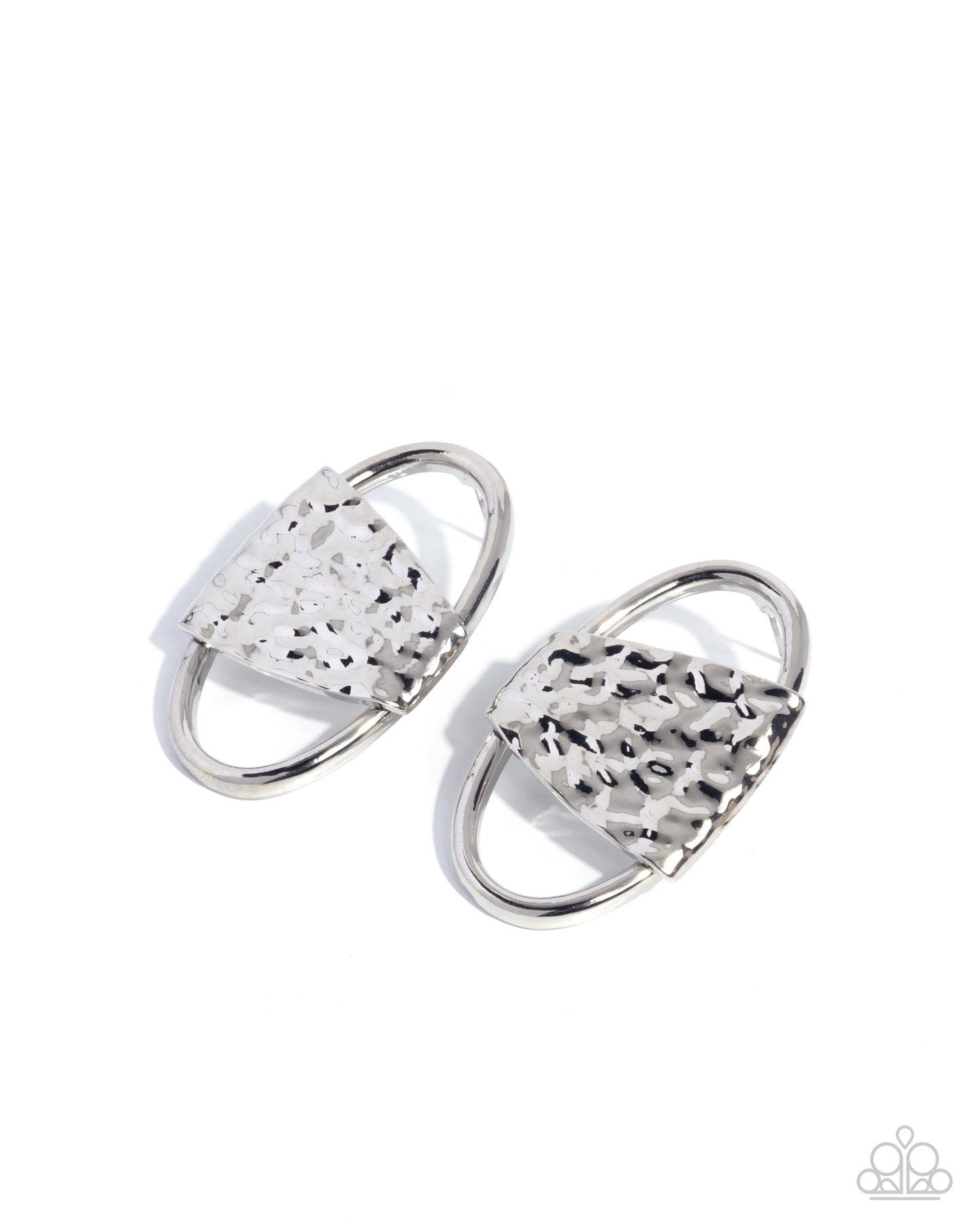 Oval Attitude - silver - Paparazzi earrings