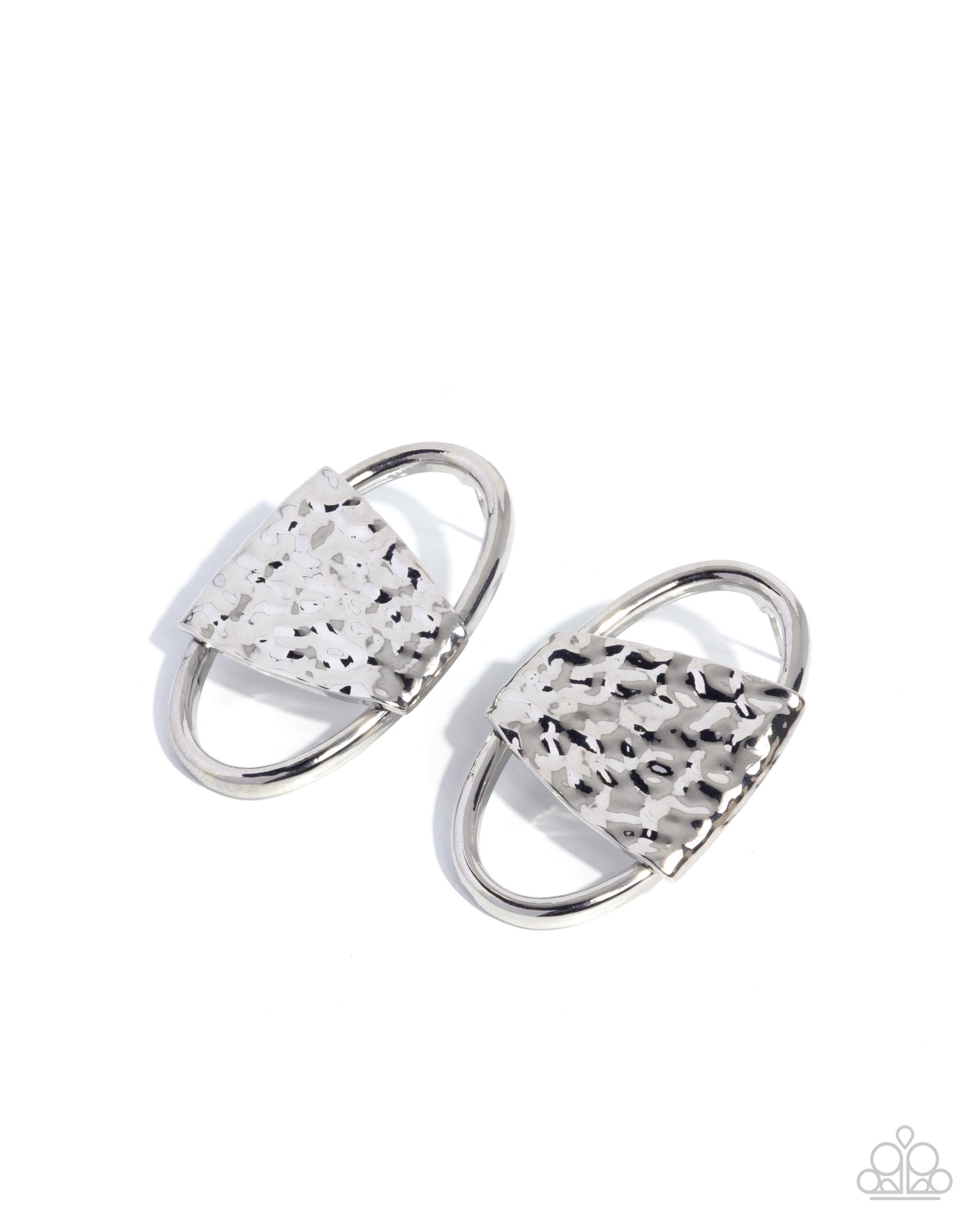 Oval Attitude - silver - Paparazzi earrings