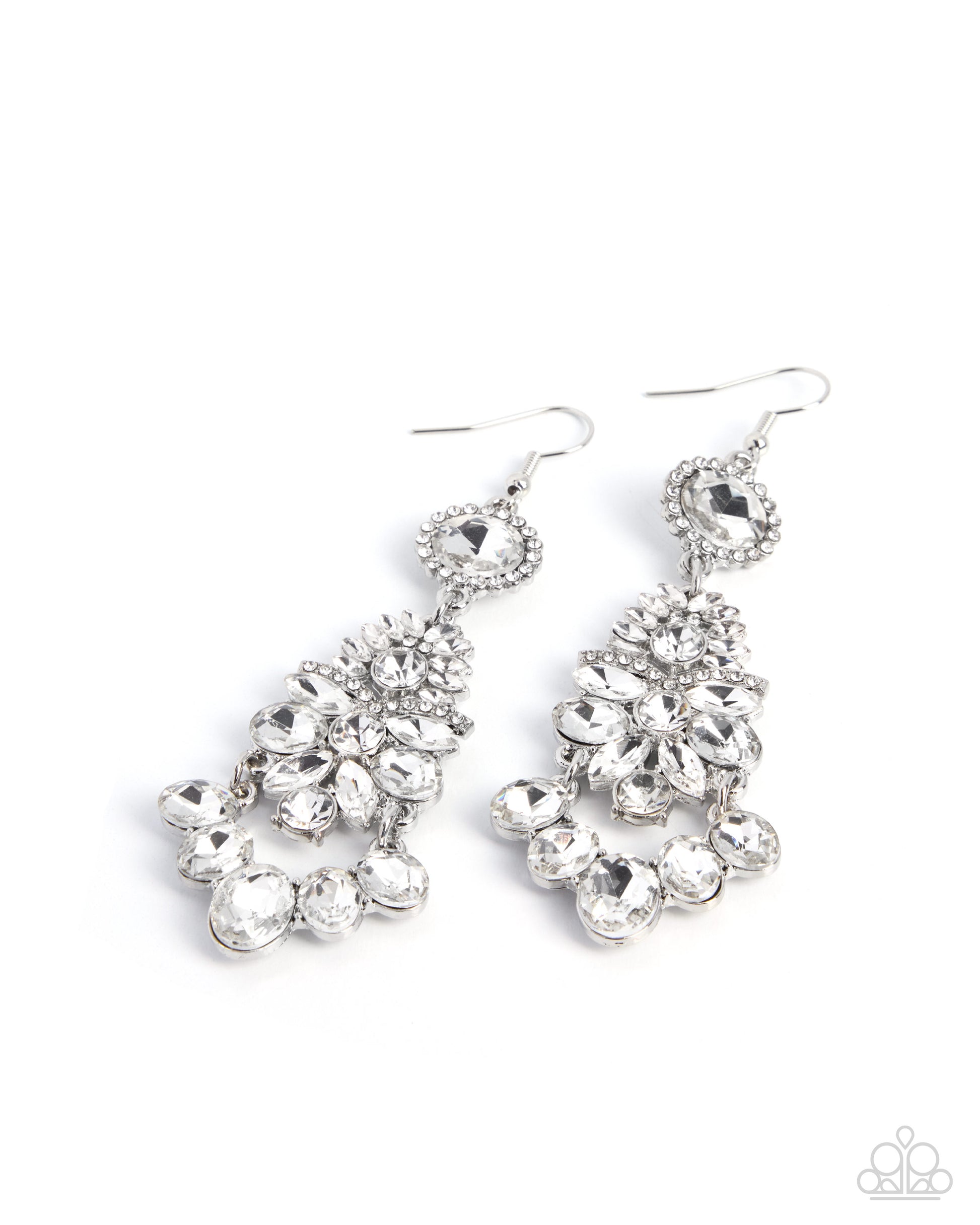 Over The Top Glitz - white - Paparazzi earrings