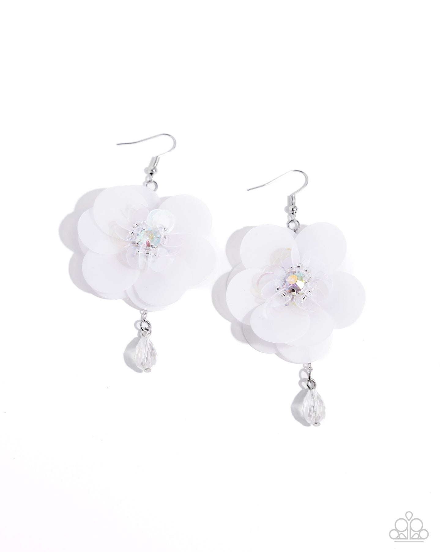 Oversized Opulence - white - Paparazzi earrings