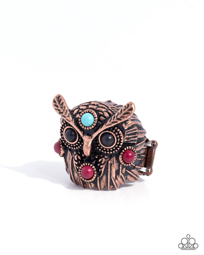 Owl Obligato - copper - Paparazzi ring