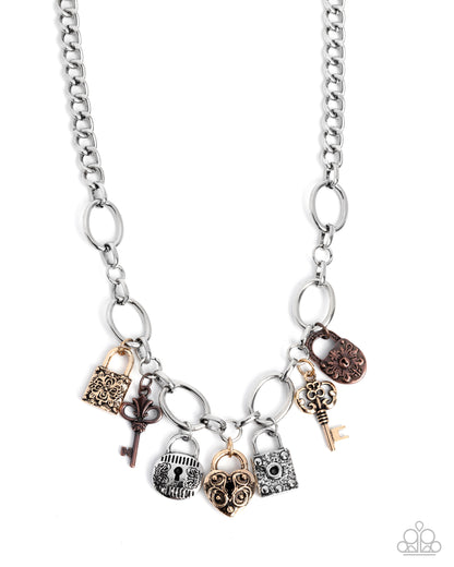 Padlock Pairing - multi - Paparazzi necklace