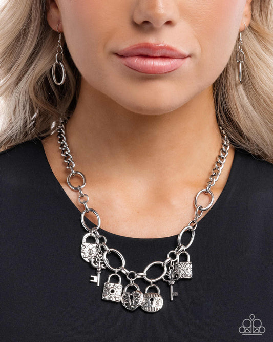 Padlock Pairing - silver - Paparazzi necklace