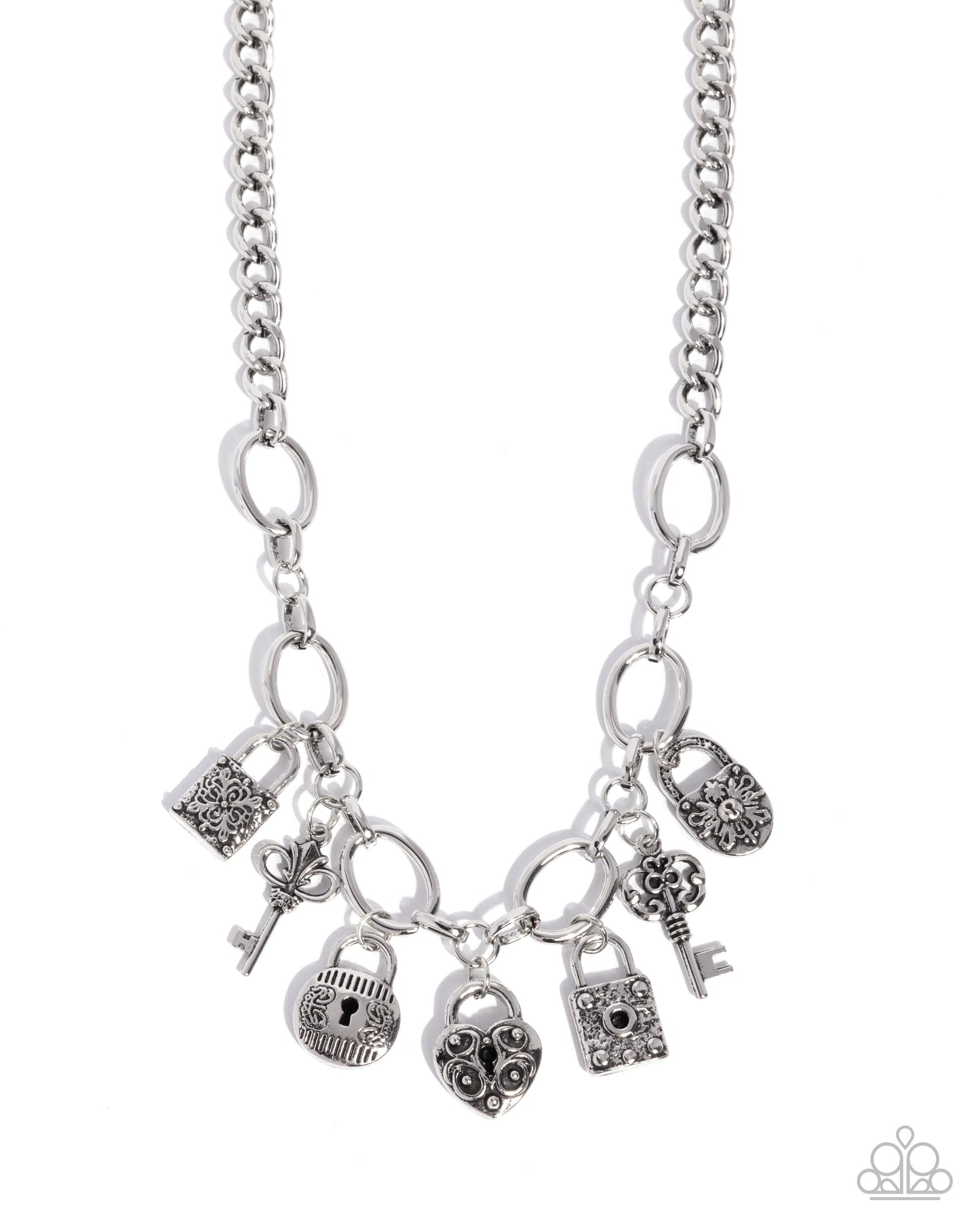 Padlock Pairing - silver - Paparazzi necklace