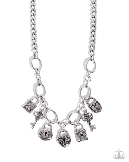 Padlock Pairing - silver - Paparazzi necklace