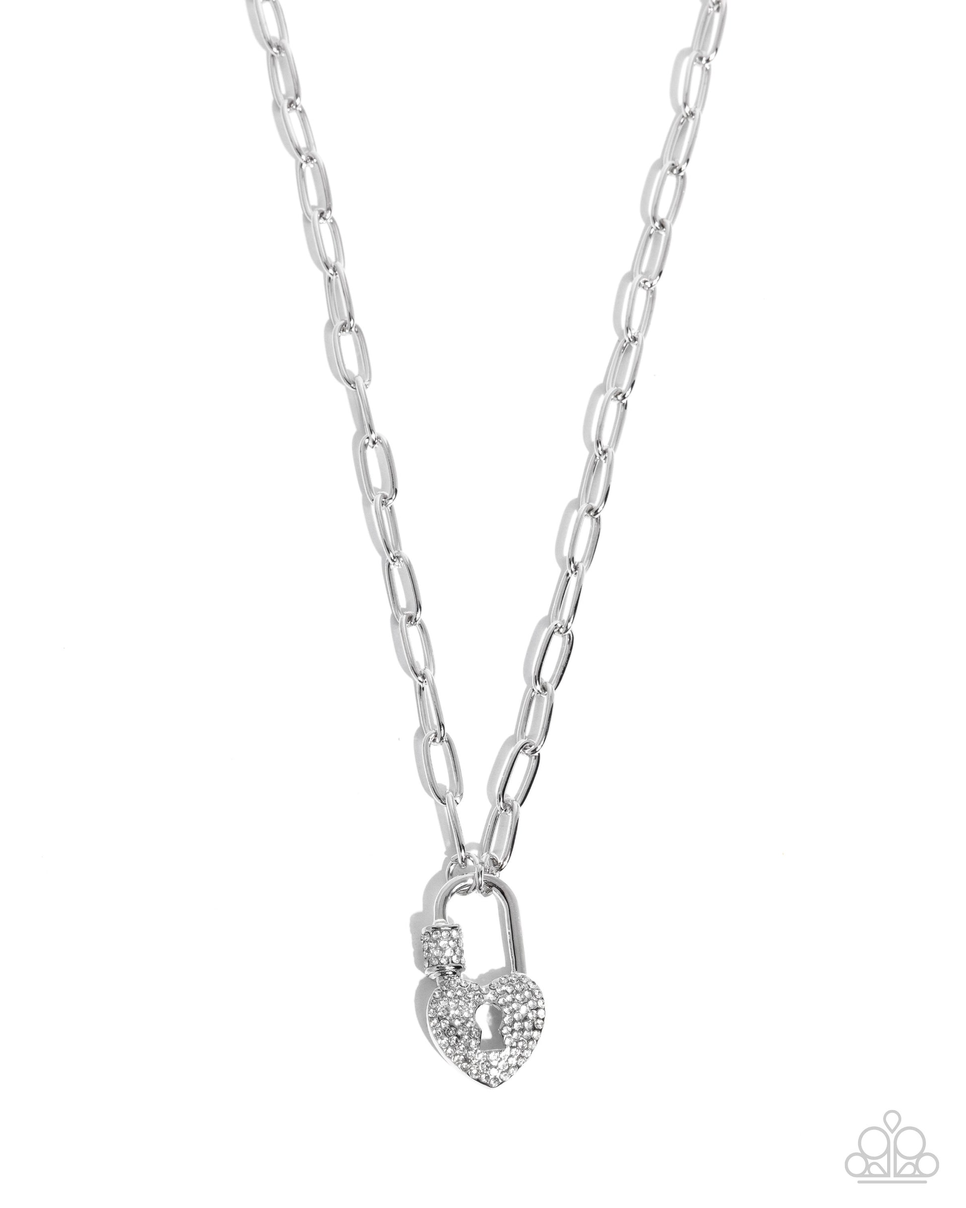 Padlock Potential - white - Paparazzi necklace