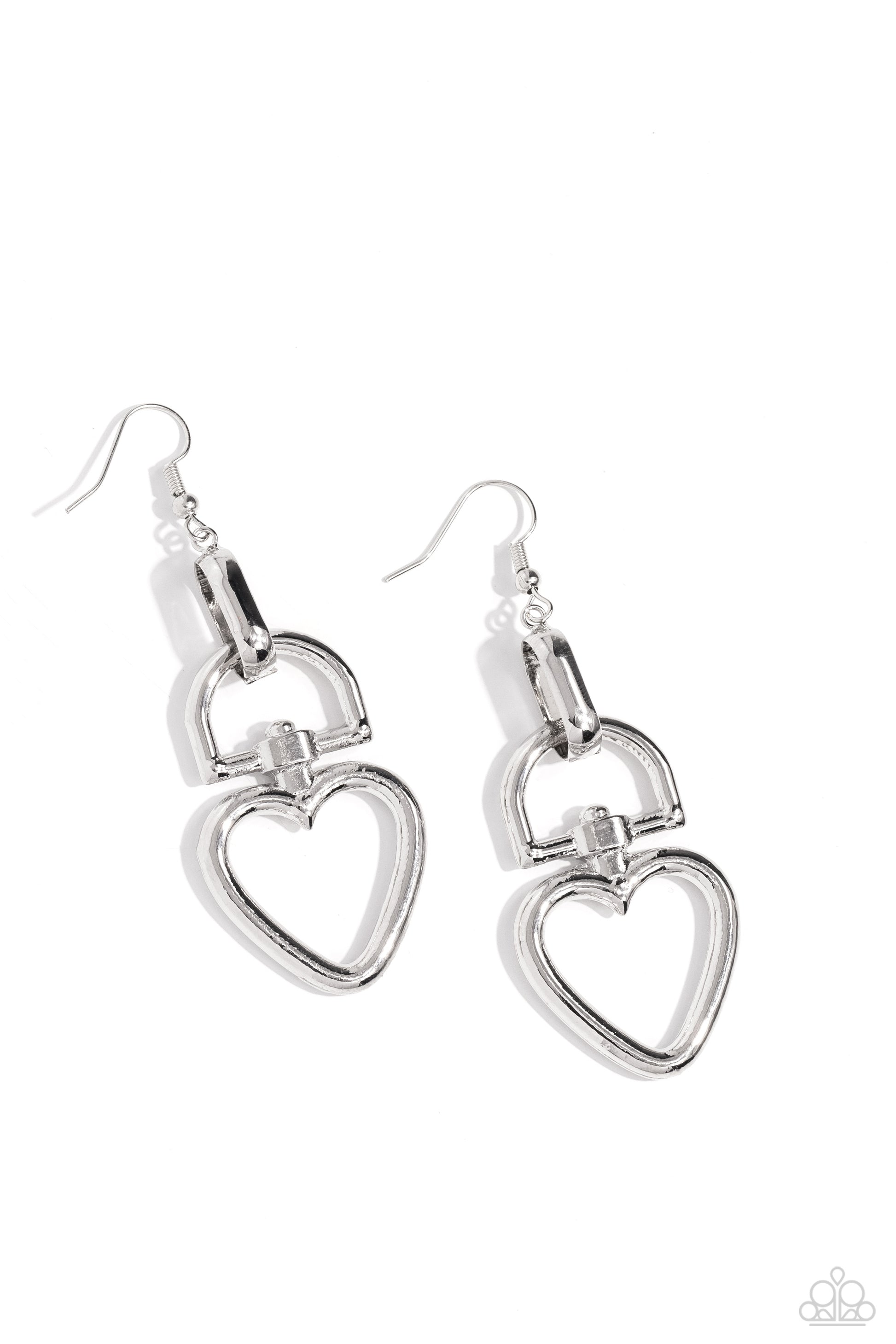 Padlock Your Heart - silver - Paparazzi earrings