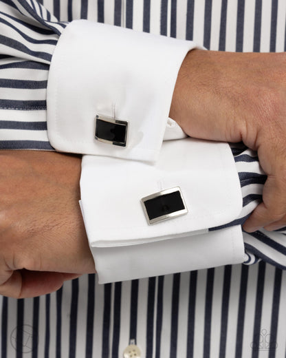 Painted Passenger - black - Paparazzi MENS cuff links