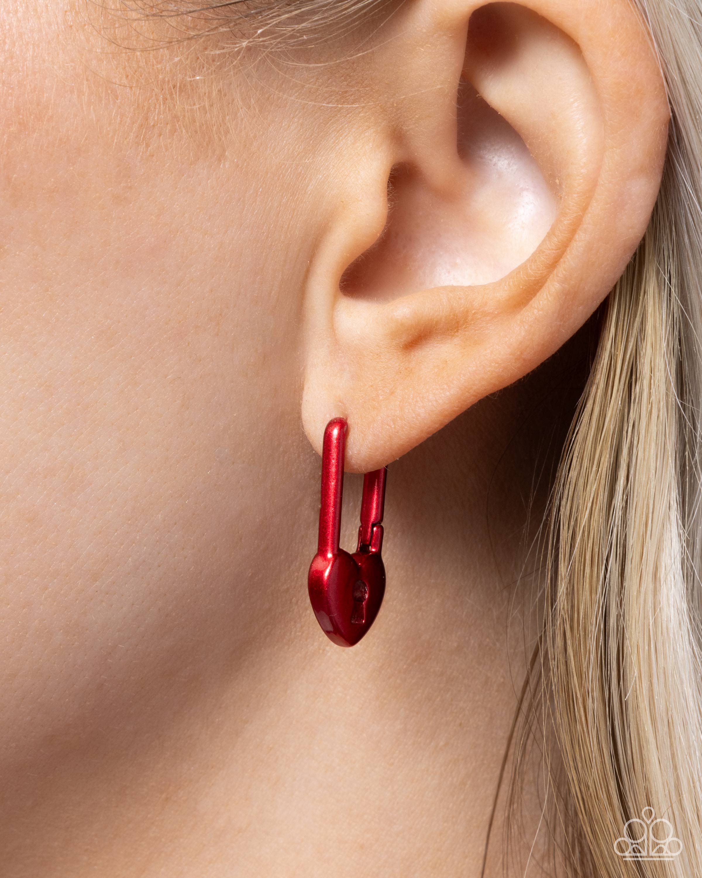 Pampered Padlock - red - Paparazzi earrings – JewelryBlingThing