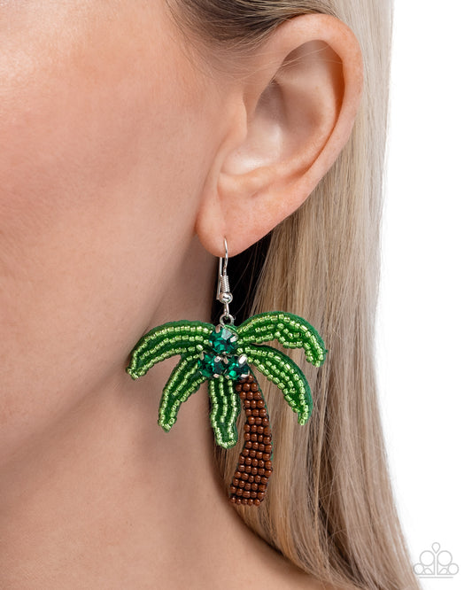 Pampered Palm Tree - green - Paparazzi earrings
