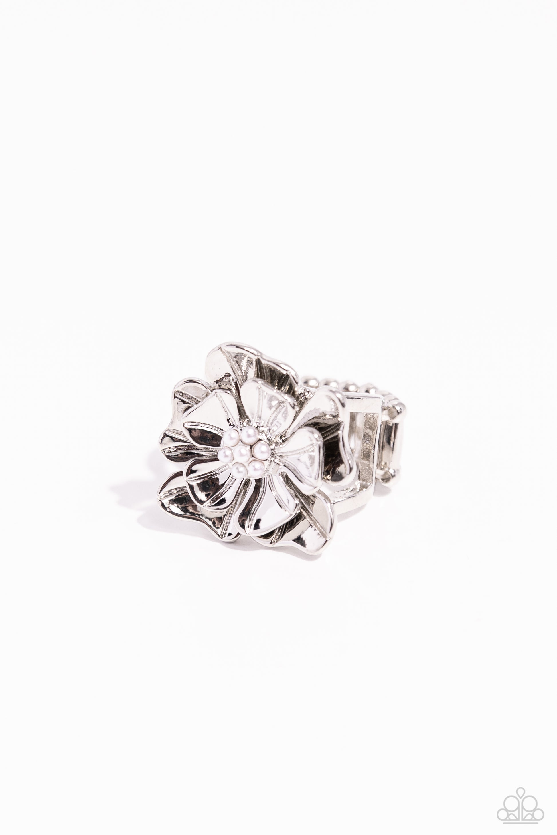 Pampered Petals - white - Paparazzi ring