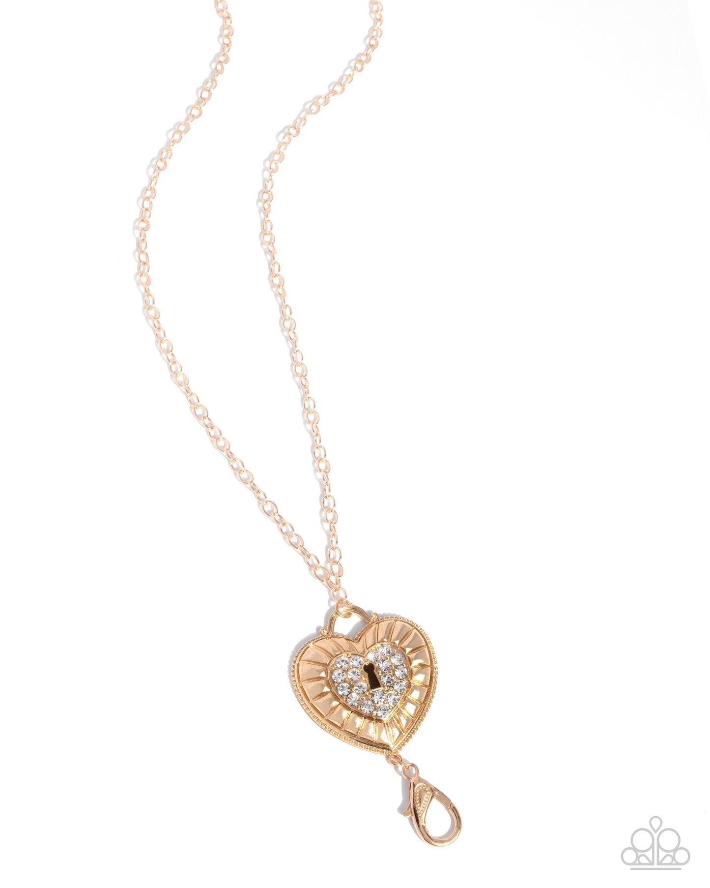 Panoramic Padlock - gold - Paparazzi LANYARD necklace