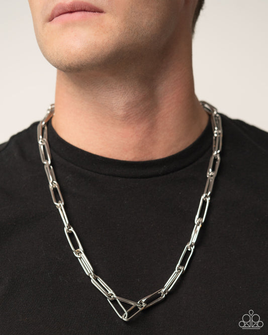 Paperclip Power - silver - Paparazzi MENS necklace