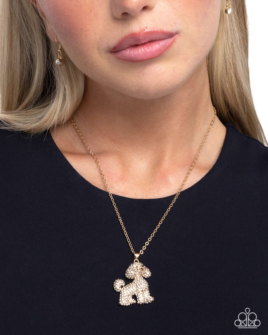 Particular Poodle - gold - Paparazzi necklace