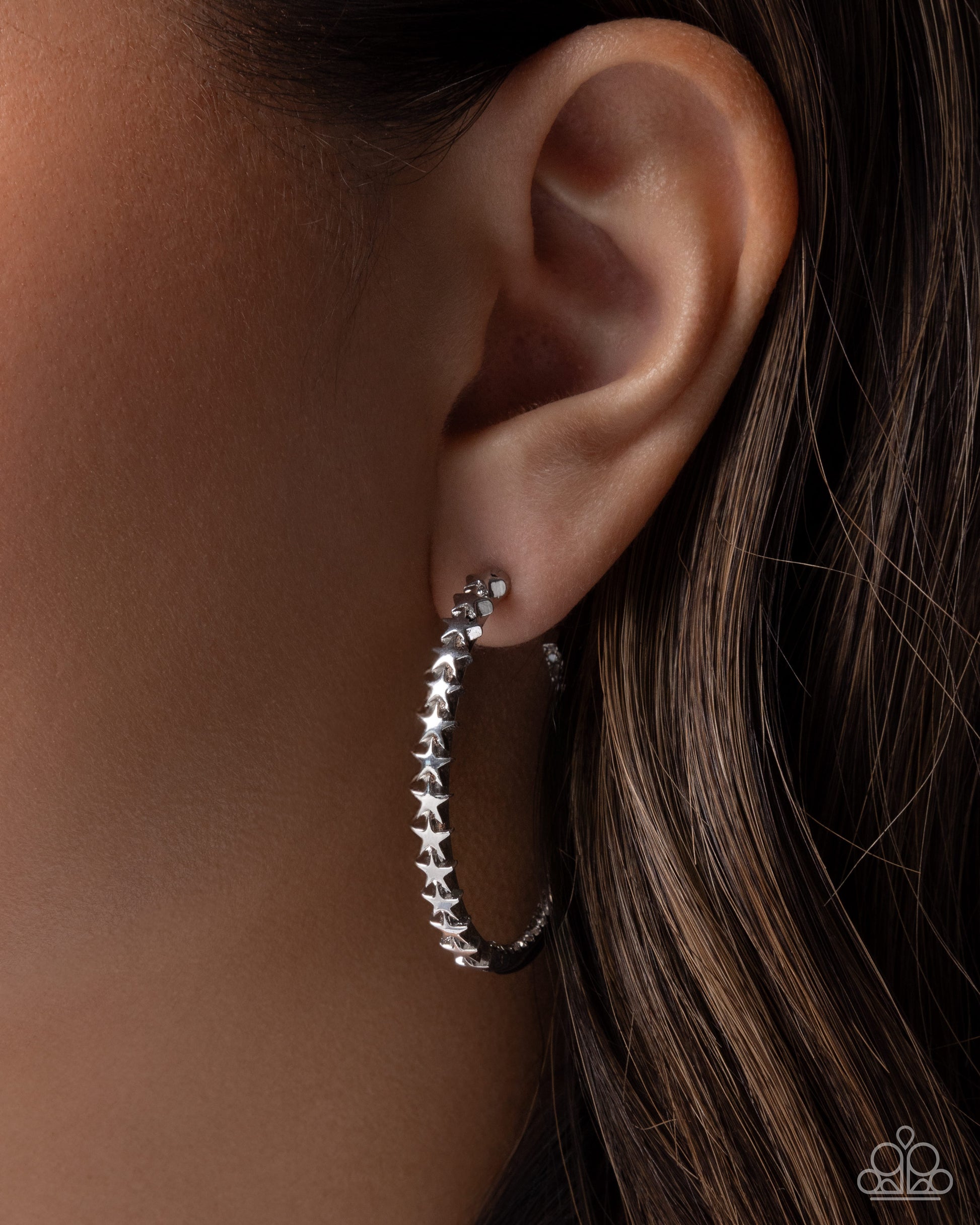 Patriotic Passage - silver - Paparazzi earrings