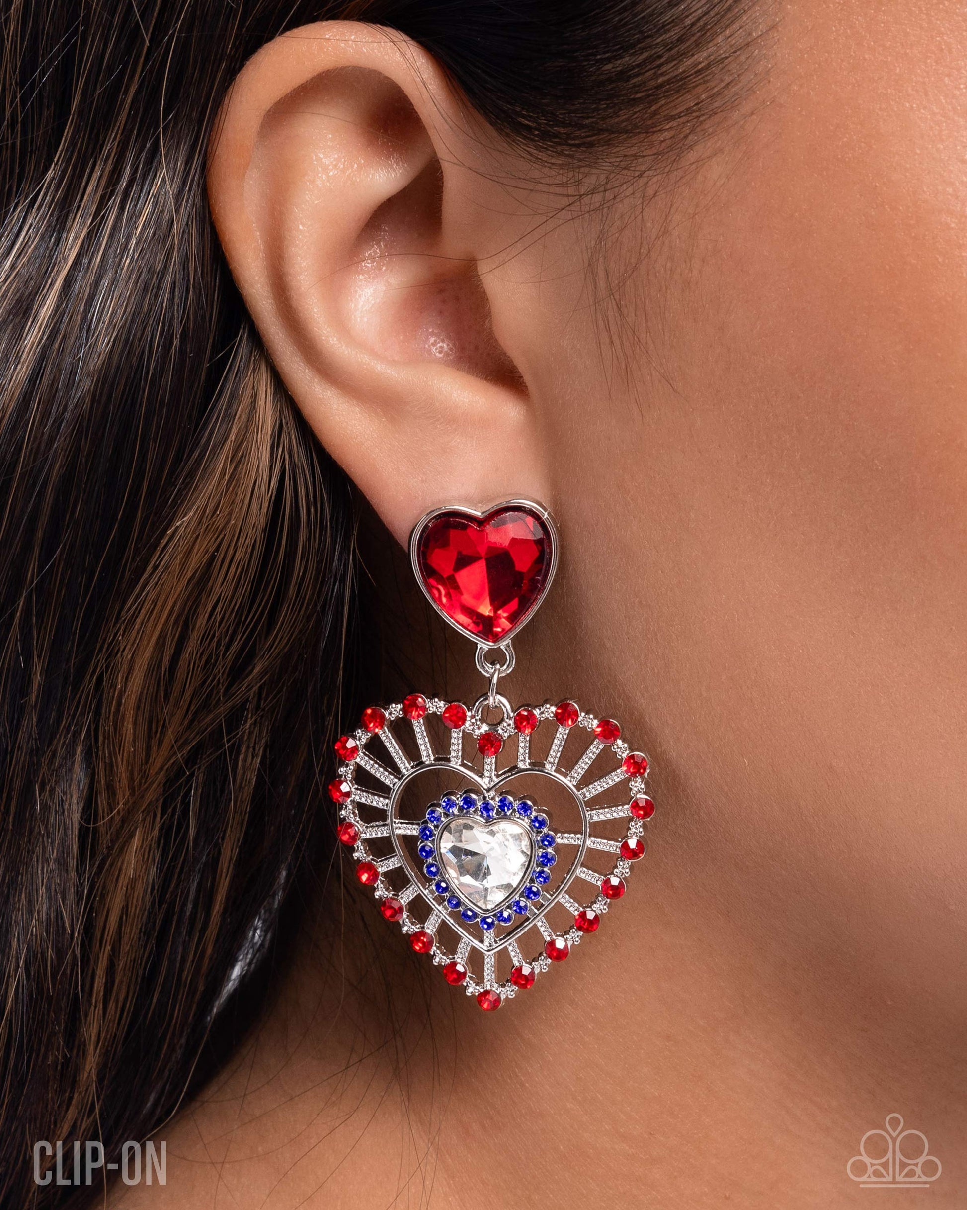 Patriotic Red White Blue Baseball Guitar Pick Earrings (GP019) - Acrylic Dangle Earrings With Surgical Steel Wires, 2" Long