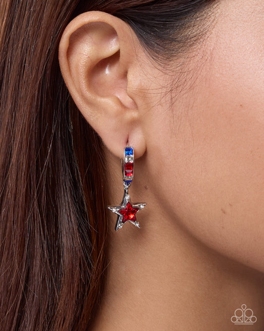 Patriotic Pizzazz - red - Paparazzi earrings