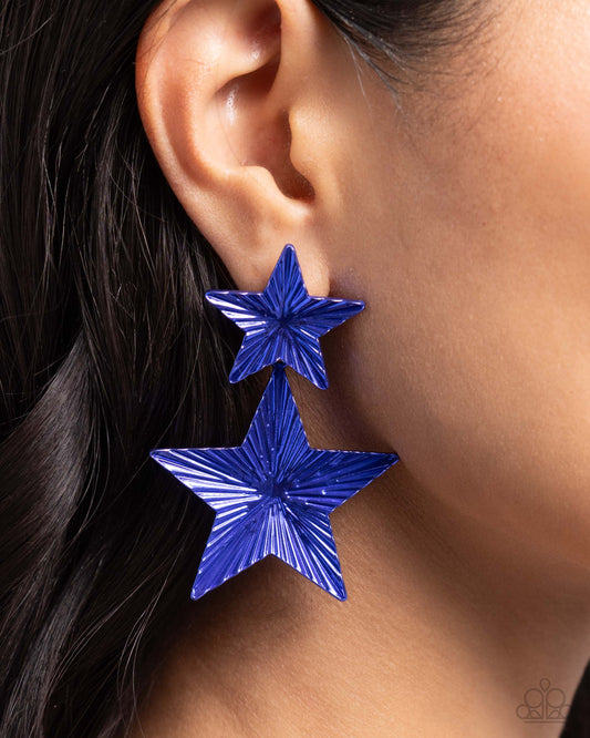 Patriotic Promise - blue - Paparazzi earrings