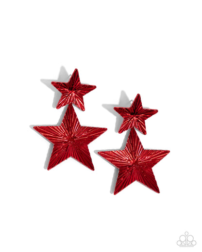Patriotic Promise - red - Paparazzi earrings