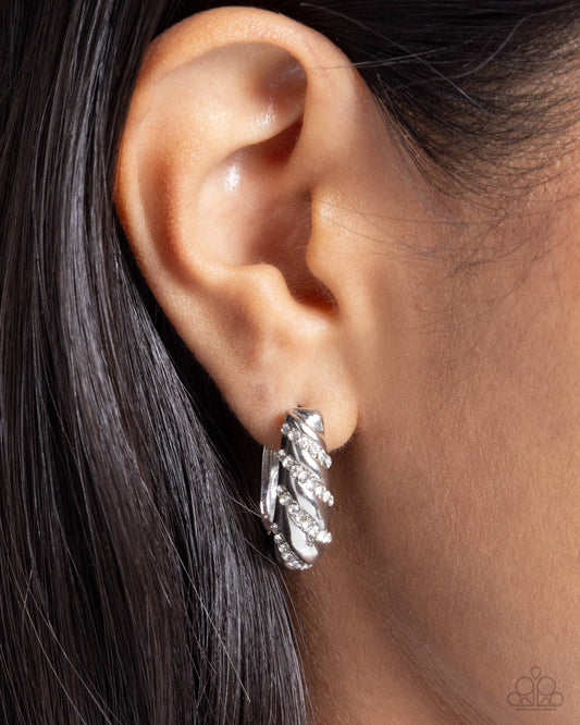 Paved in Glitz - white - Paparazzi earrings