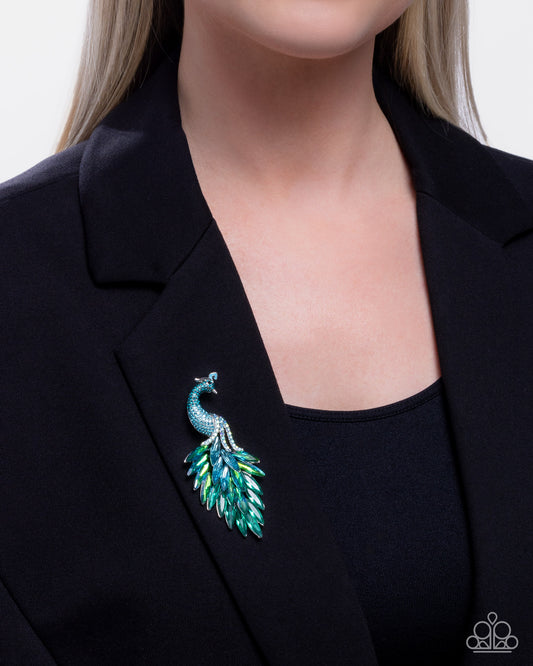 Peacock Pedestal - blue - Paparazzi brooch