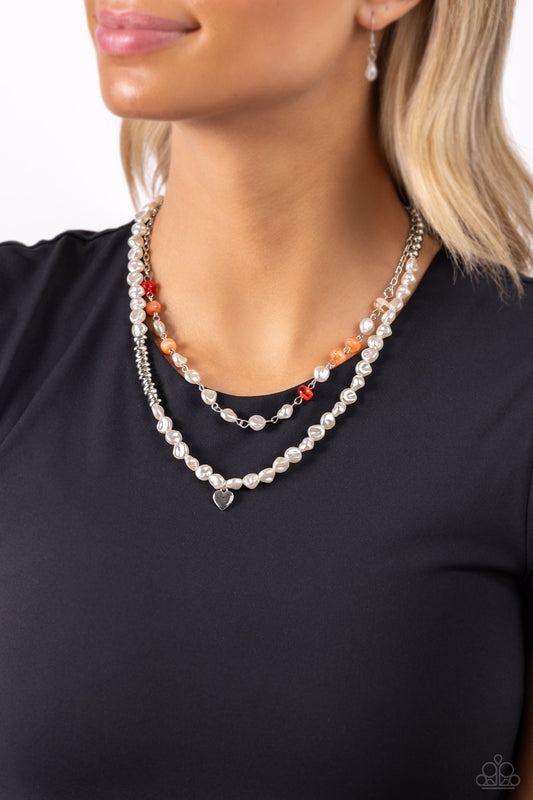 Pearl Pact - orange - Paparazzi necklace