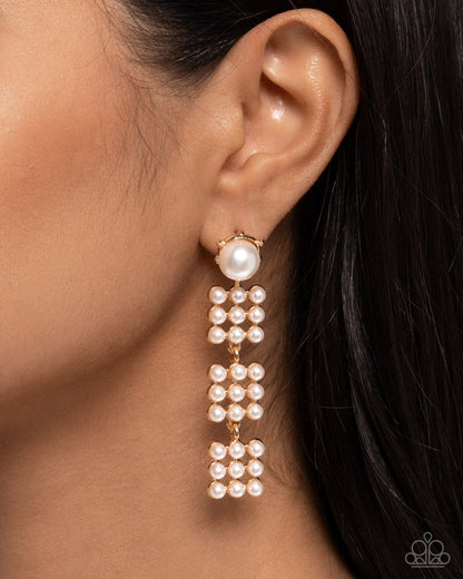Pearl Pastime - gold - Paparazzi earrings