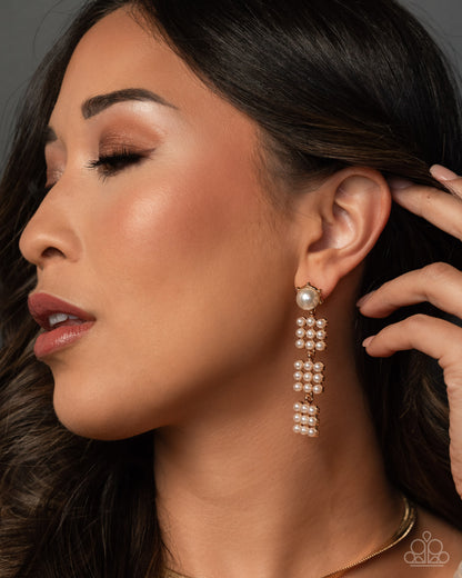 Pearl Pastime - gold - Paparazzi earrings