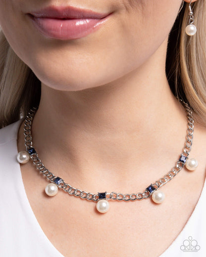 Pearl Pedestal - blue - Paparazzi necklace