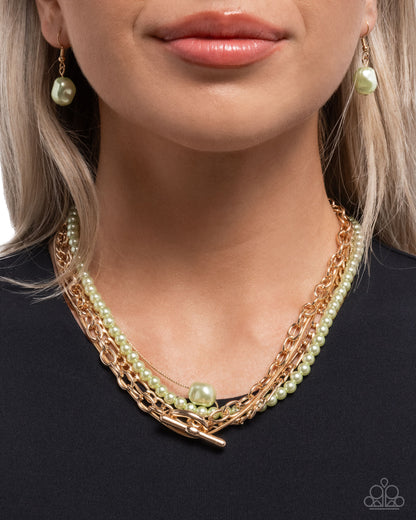 Pearl Posterity - green - Paparazzi necklace