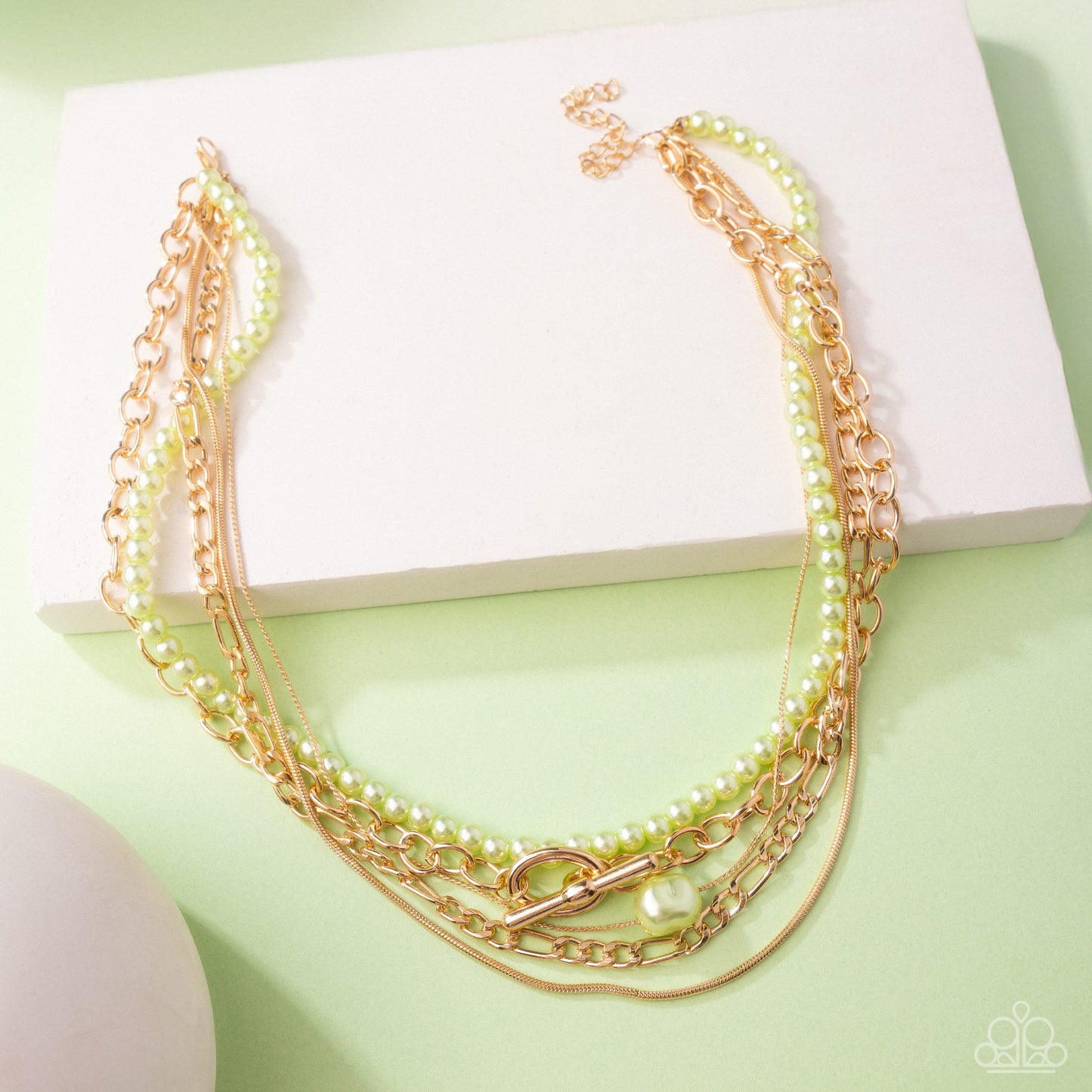 Pearl Posterity - green - Paparazzi necklace