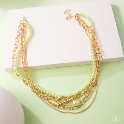 Pearl Posterity - green - Paparazzi necklace