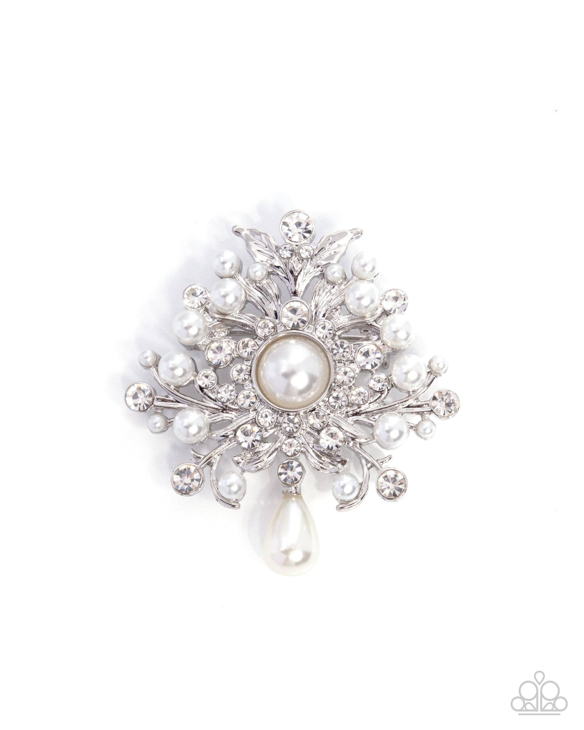 Perennial Polish - white - Paparazzi brooch