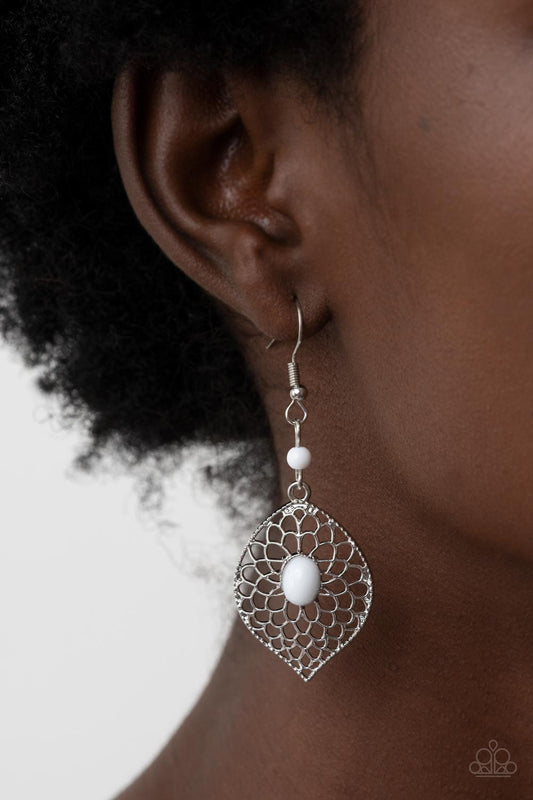 Perky Perennial - white - Paparazzi earrings