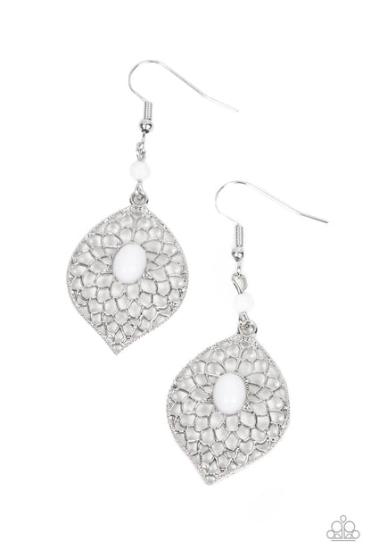 Perky Perennial - white - Paparazzi earrings