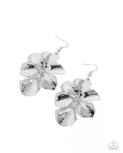 Petaled Phrase - silver - Paparazzi earrings