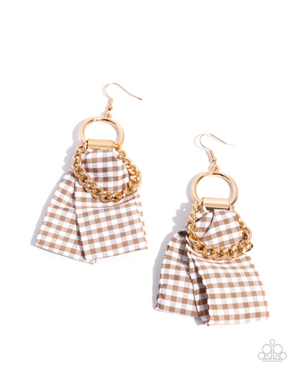 Picnic Pizzazz - brown - Paparazzi earrings