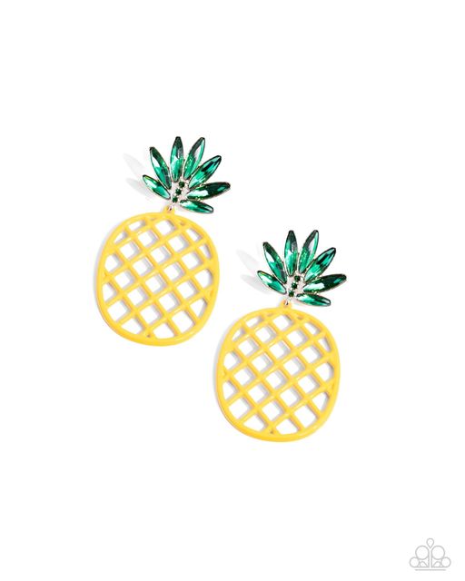 Pineapple Passion - yellow - Paparazzi earrings