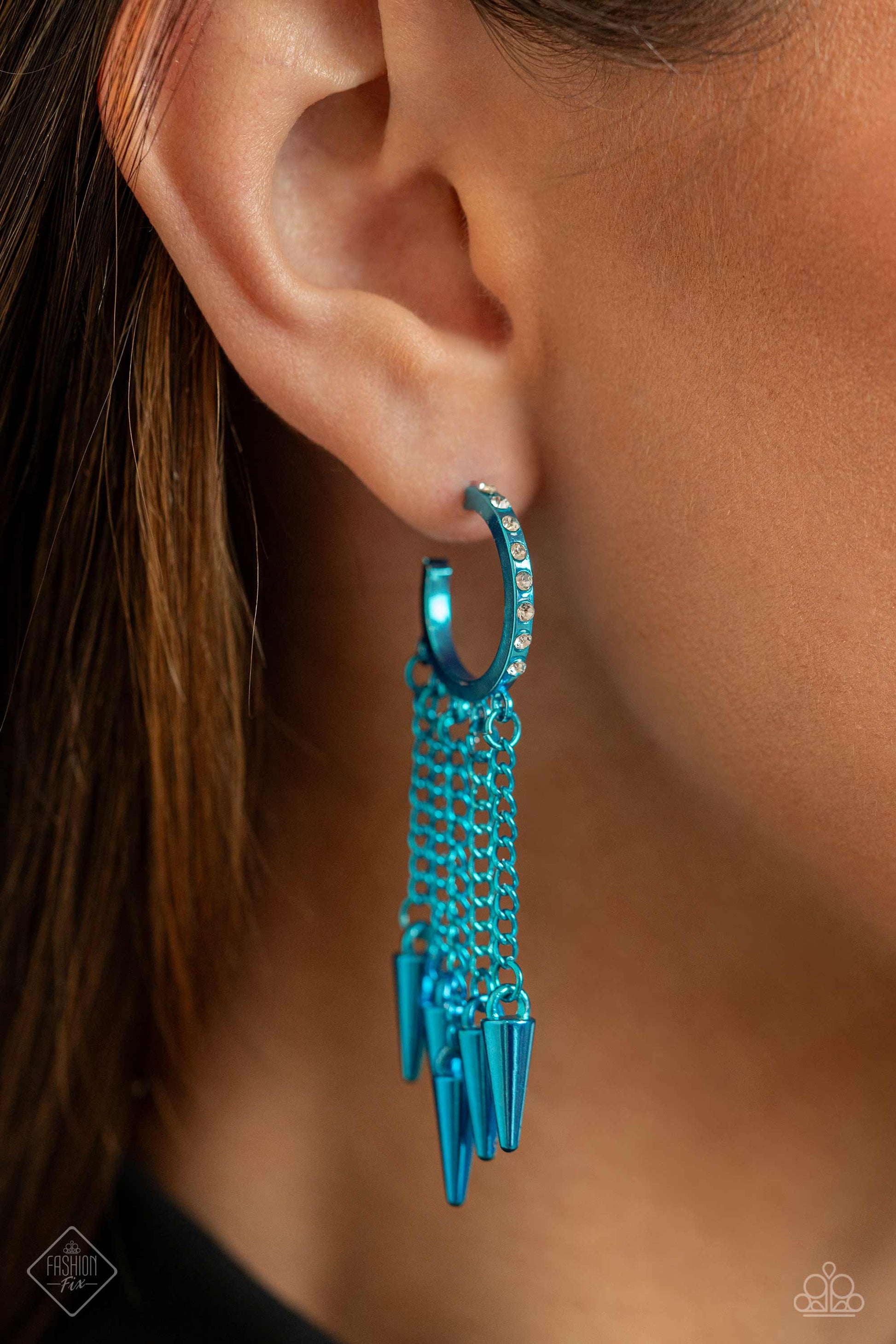 Piquant Punk - blue - Paparazzi earrings