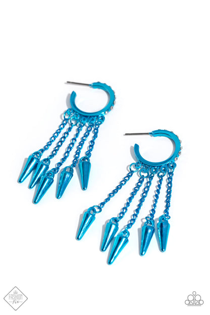 Piquant Punk - blue - Paparazzi earrings