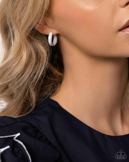 Pivoting Paint - white - Paparazzi earrings